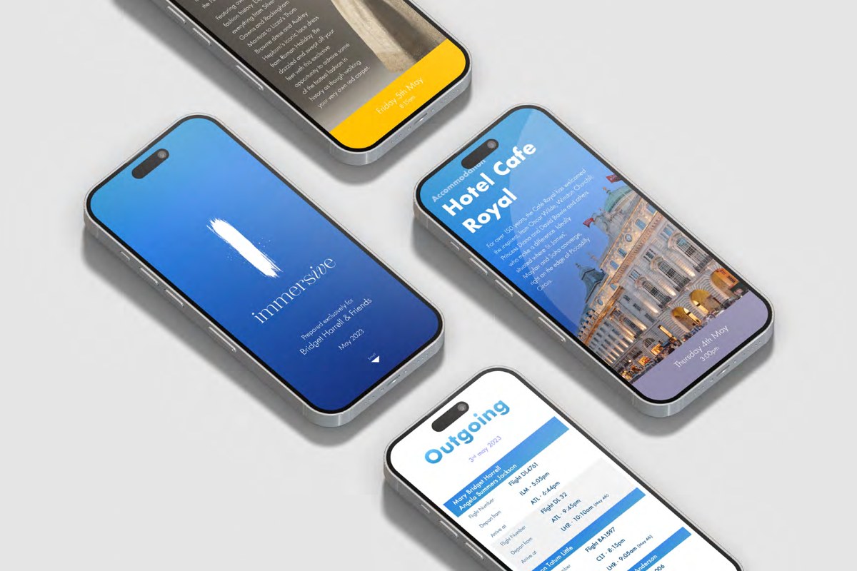 Immersive Entertainment website designs shown on mobile phones